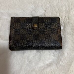 Louis Vuitton Ebene Damier Kiss lock wallet Checkered Brown
